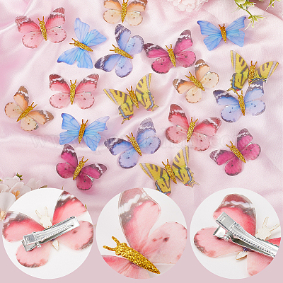 18 шт. 6 стиля тканевая заколка для волос в виде бабочки из кожи аллигатора OHAR-GF0001-39-1