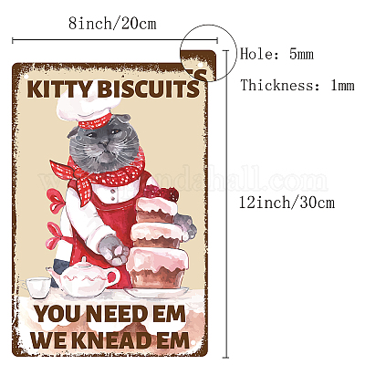  Cat Kitty Kitchen Vintage Metal Tin Sign,Kitty Biscuits We  Knead Em You Need Em,Funny Cute Black Cat Wall Art Decor Metal Sign for  Home Kitchen Farm Restaurant Bakery, Friends, Family 