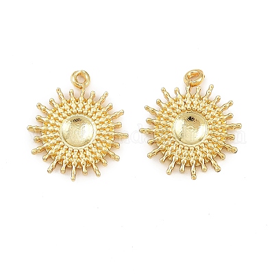 Подвеска-кабошон из латуни с солнцем KK-H093-12G-1