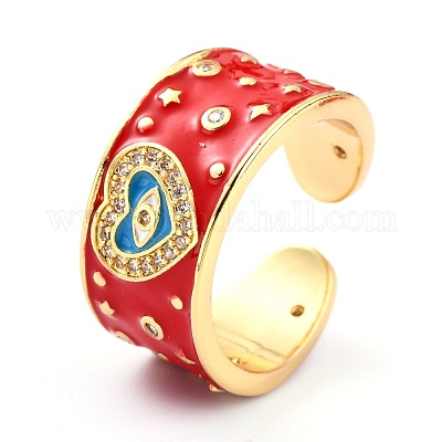 Латунные кольца из манжеты с прозрачным цирконием RJEW-H543-11G-1