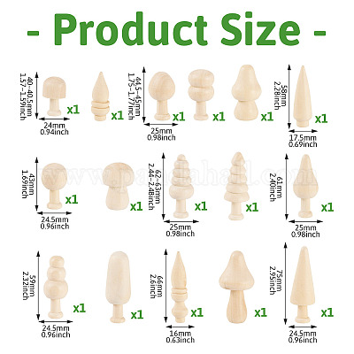 16 шт. 16 стиля необработанных деревянных украшений WOOD-TA0002-77-1