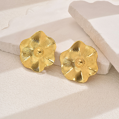 Преувеличенные серьги-гвоздики из латуни в виде цветка лотоса CA7944-1