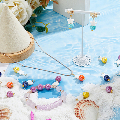 40 шт. 10 стиля круглых фарфоровых и натуральных пресноводных ракушек в форме звезды и сердца PALLOY-FH00139-1