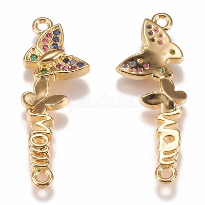 Латунное микро проложить красочный кубический цирконий звено ZIRC-N040-15-G-1