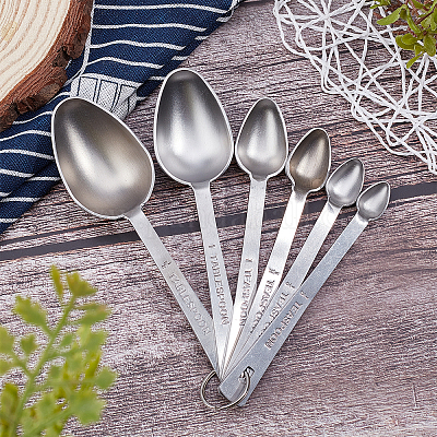 6Pcs Stainless Steel Measuring Spoon Set Seasoning Coffee Tea