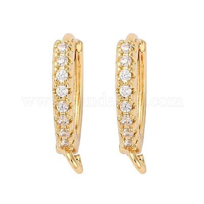 Фурнитура для сережек-колец из латуни с прозрачным кубическим цирконием KK-L242-27G-1