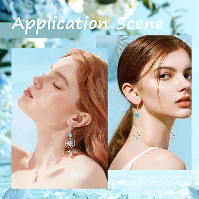 Наборы для самостоятельного изготовления подвесных сережек из искусственной бирюзы и сплава в виде звезды и луны DIY-SC0028-37-1