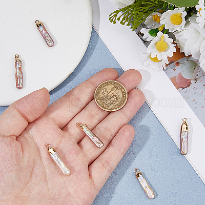 6 шт. подвески из натурального жемчуга Кеши с гальваническим покрытием PEAR-HS0001-12-1