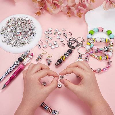 120 шт. Латунные бусины со стразами FIND-SZ0003-70C-1