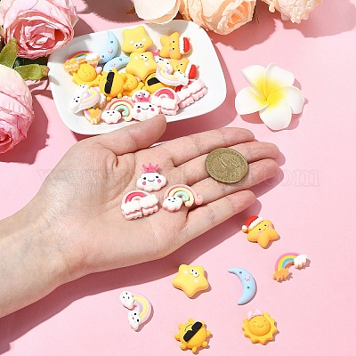 30шт 10 стиля непрозрачные кабошоны из смолы CRES-YW0001-27-1