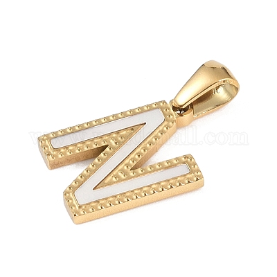 Подвески с алфавитом из натуральных белых ракушек STAS-M338-02G-N-1