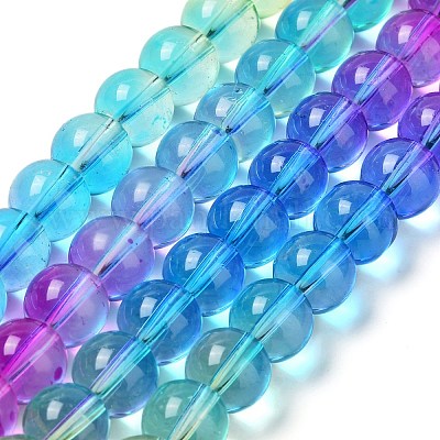 Выпечка расписные прозрачные стеклянные бусины DGLA-M001-10mm-03-1