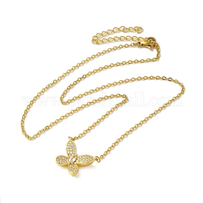 Ожерелья с подвесками из нержавеющей стали 304 с кубическим цирконием NJEW-Q347-01B-1