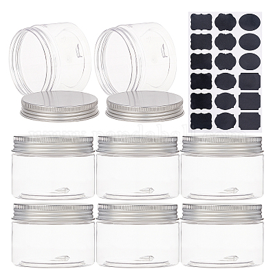 Clear Plastic PET Straight Sided Wide Mouth Containers Black Screw