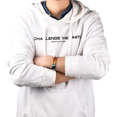 Круглый браслет из плетеных бусин из синтетического говлита и смешанных камней для девочки-женщины X1-BJEW-JB06961-02-1