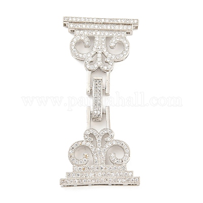 Реечное покрытие латунь микро паве прозрачный кубический цирконий складные застежки ZIRC-F140-06P-1