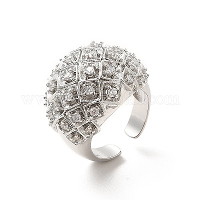 Кольцо-манжета с круглым куполом из прозрачного циркония RJEW-C055-04P-1