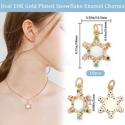 10 шт. подвески из латуни с микропаве из прозрачных кубических цирконий на рождественскую тематику ZIRC-BBC0002-87-1