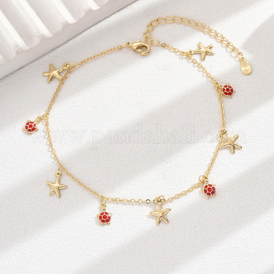 Элегантный браслет на щиколотку с рисунком черепахи и морской звезды из латуни для стильных женщин JC1735-1