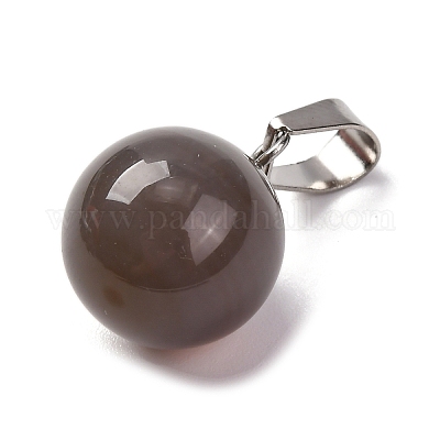 Круглые серые природные агата подвески G-Q434-17-1
