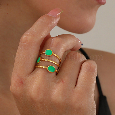 Стильное овальное кольцо-манжета из нержавеющей стали 201 в стиле ретро AH4457-1