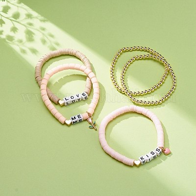 Valentines Day Bracelets Hearts Love Stretch Plastic Beads February Jewelry  Set