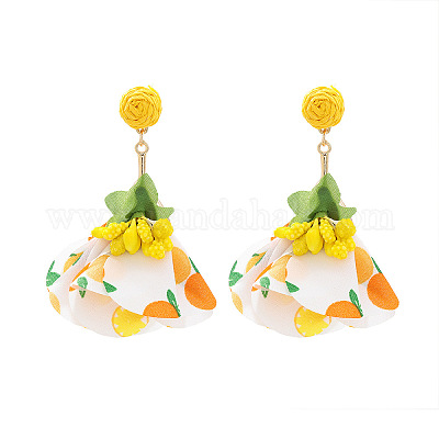 Серьги-гвоздики с подвесками в виде цветка из сплава ткани FS-WG4D67B-02-1