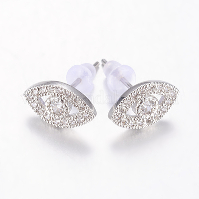 Латунные микро проложить кубического циркония уха шпильки ZIRC-E132-04B-P-1