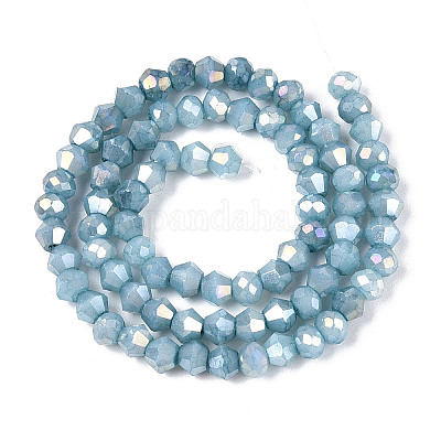 Граненые гальванические непрозрачные стеклянные бусины GLAA-T025-4mm-09G-1