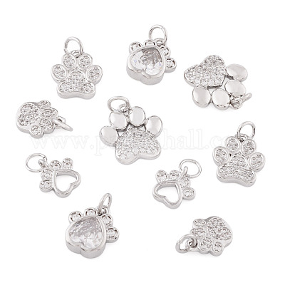 10 шт. 5 стиля подвески на стойке с покрытием из латуни с микропаве из кубического циркония KK-TA0002-42-1