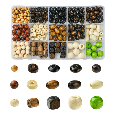 15 стиль бусины из натурального дерева WOOD-FS0001-34-1
