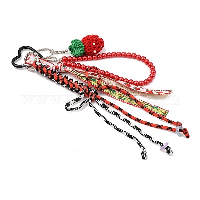 2 шт. подвеска в виде клубники из полиэфирной веревки HJEW-JM04391-1