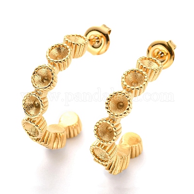 Фурнитура для сережек-гвоздиков в форме буквы С из нержавеющей стали 304 EJEW-B023-10G-1