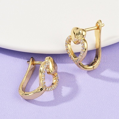 Серьги-клипсы из латунного микро-паве с прозрачными фианитами EJEW-F895-22B-G-1