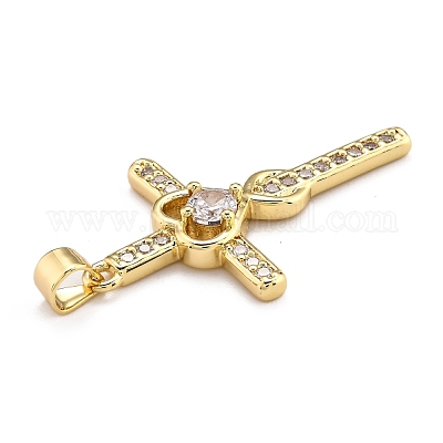 Латунные микропаве прозрачные подвески с фианитом ZIRC-J025-48G-1