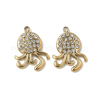 Подвески из нержавеющей стали 304 со стразами STAS-V015-06G-1