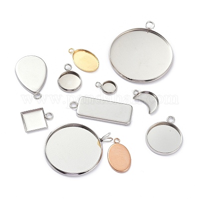 Сеттинги кулон кабошон из нержавеющей стали STAS-XCP0001-38-1