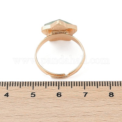 Звездный натуральный зеленый авантюрин регулируемые кольца RJEW-H241-01G-04-1