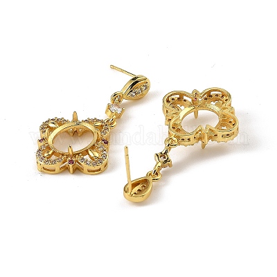 Стойка покрытие латунь с кубическим цирконием серьги-гвоздики находка KK-Z085-13G-1