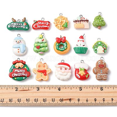 30шт 15 стиля рождественские подвески из непрозрачной смолы CRES-FS0001-33-1