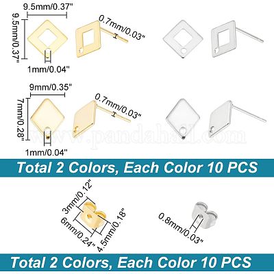 40 шт. 4 шт. фурнитура для сережек-гвоздиков из нержавеющей стали 304 и 201 STAS-UN0038-71-1
