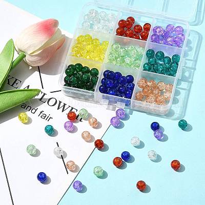 180шт. набор стеклянных бусин с эффектом кракле CCG-FS0001-03-1