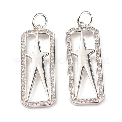 Латунные микропаве прозрачные подвески с фианитом ZIRC-P094-05P-RS-1