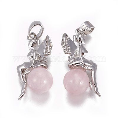 Природного розового кварца подвески G-L512-E08-1