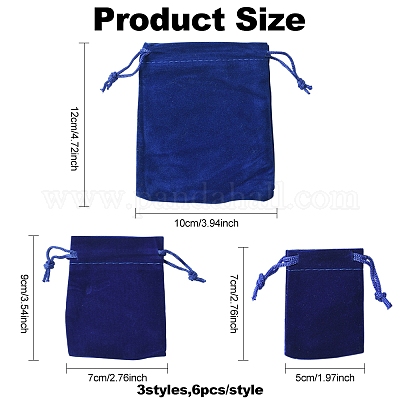 18 шт. 3-х видов прямоугольных бархатных мешочков с завязками TP-FS0001-04B-1