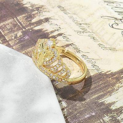 Кольца на палец с прозрачным кубическим цирконием на тему Девы Марии RJEW-G337-02G-05-1