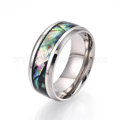 201 широкополосное кольцо из нержавеющей стали RJEW-T005-7-07-1