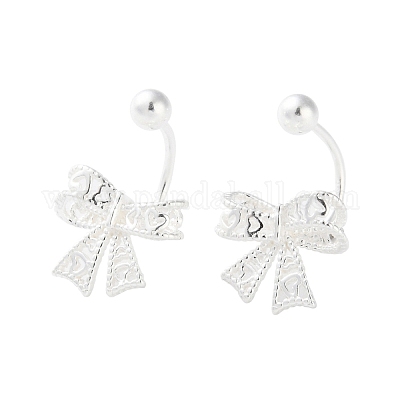 999 серебряные беруши с бантом калибра&nbsp;EJEW-P296-15S-1