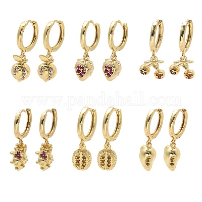 Латунные кубических серьги циркония обруч EJEW-Q015-01G-1