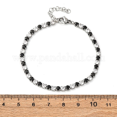 Браслеты-цепочки из нержавеющей стали 304 с кубическим цирконием для женщин BJEW-G754-01A-P01-1